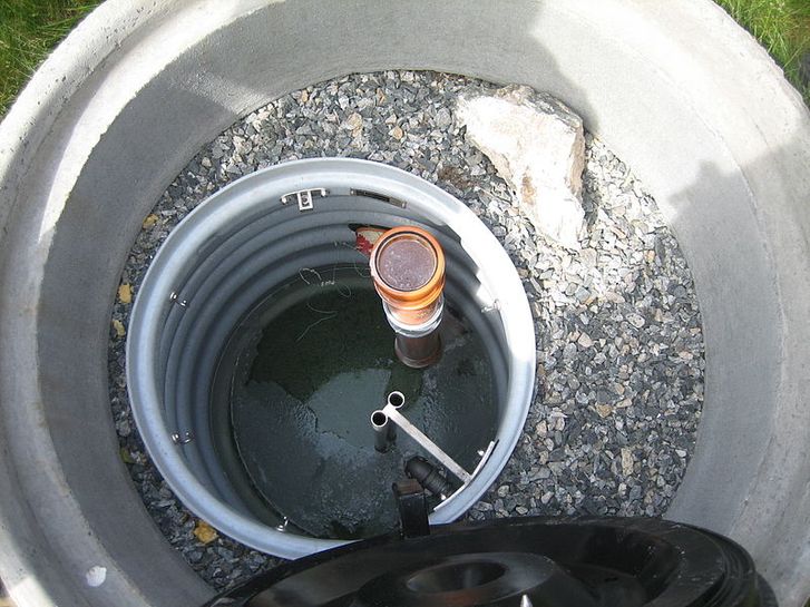 An overhead view of a septic tank